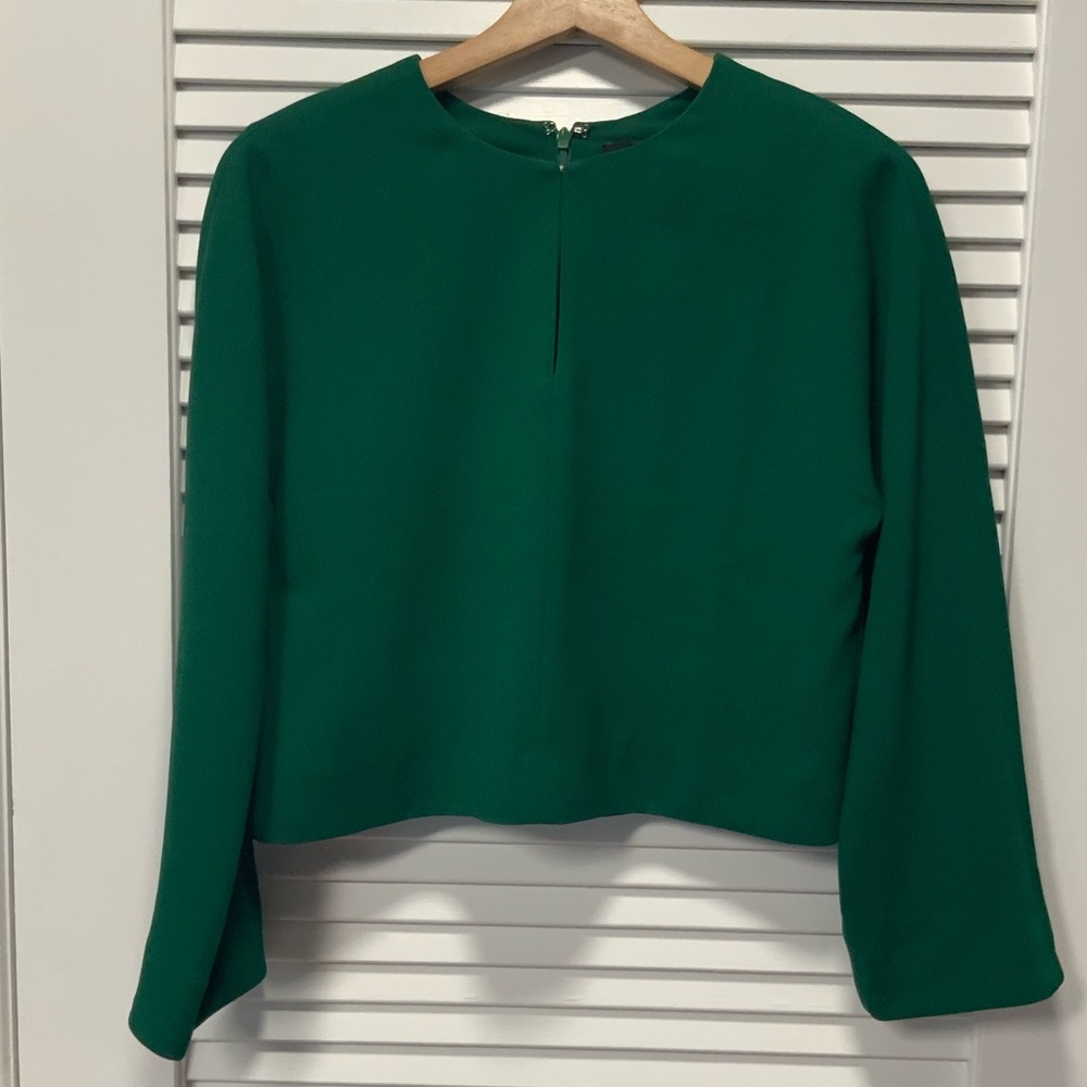 J.Crew Cropped long-sleeve top in 365 crepe
